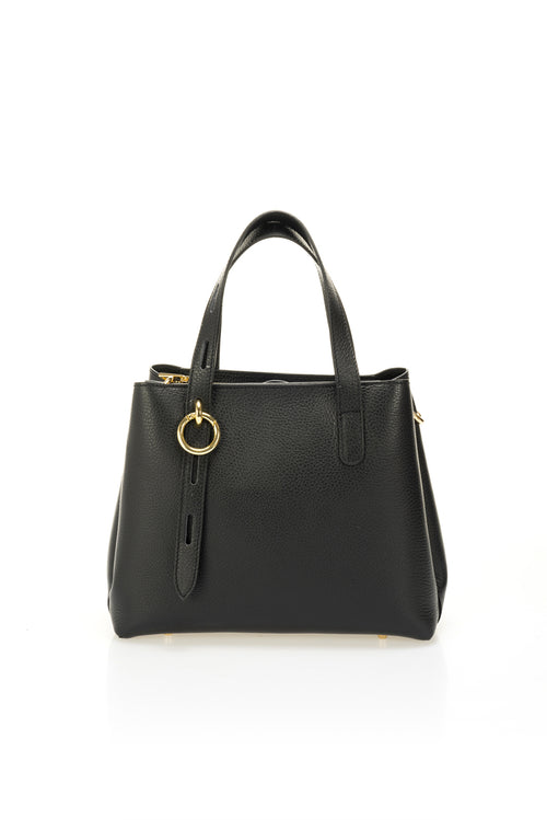 1120 Italian leather top handle bag in black