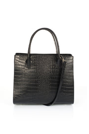 1124 croco embossed Italian leather bag in black