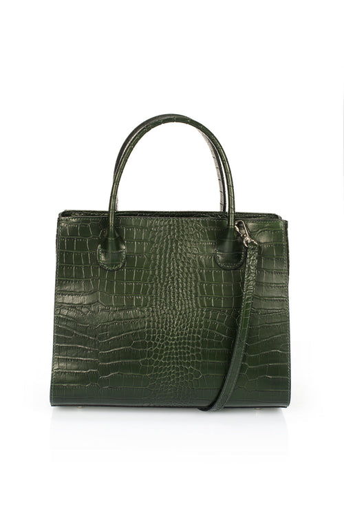 1124 Croco-Embossed Italian Leather Bag - Green