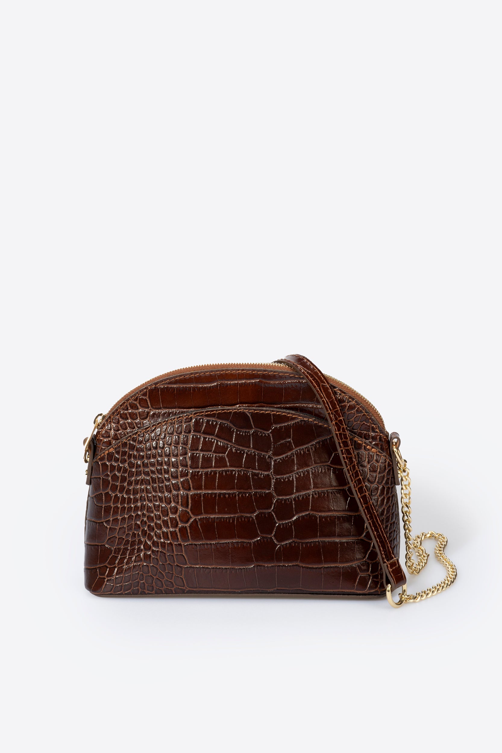 1328 Italian Leather Crossbody Bag - BROWN
