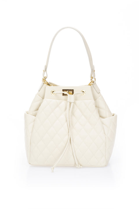Edina Italian Leather Bucket Bag - Beige