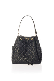 Edina Italian Leather Bucket Bag - Black