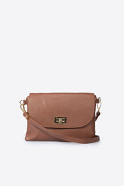 Norah Italian Leather Crossbody Bag - BROWN