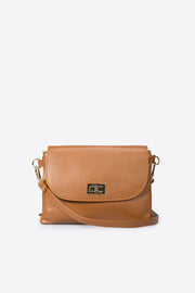 Norah Italian Leather Crossbody Bag - COGNAC