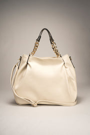 Helen Italian Leather Chain Handle Handbag - Beige