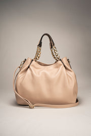Helen Italian Leather Chain Handle Handbag - Cipria