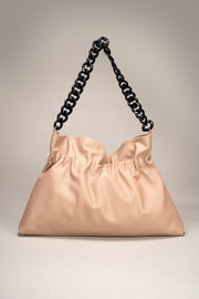 Malvina Italian Leather Chain Shoulder Bag - Cipria