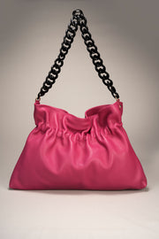 Malvina Italian Leather Chain Shoulder Bag - Fuxia