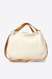 Azalea Italian Leather Shoulder Bag - Beige