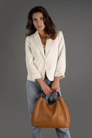 Azalea Italian Leather Shoulder Bag - Cuoio
