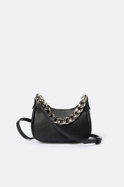 3513 Italian Leather Shoulder Bag - BLACK