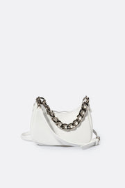 3513 Italian Leather Shoulder Bag - WHITE