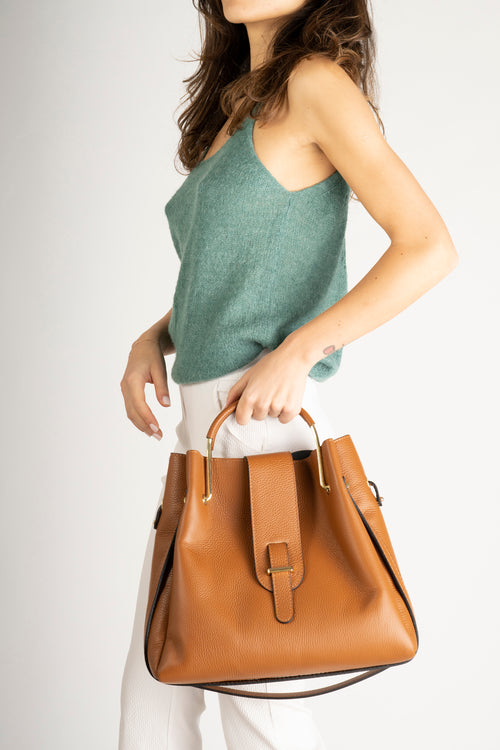 Leona Italian Leather Top Handle Bag