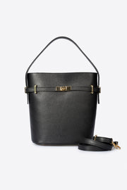 4217 Italian Leather Top Handle Bag - BLACK