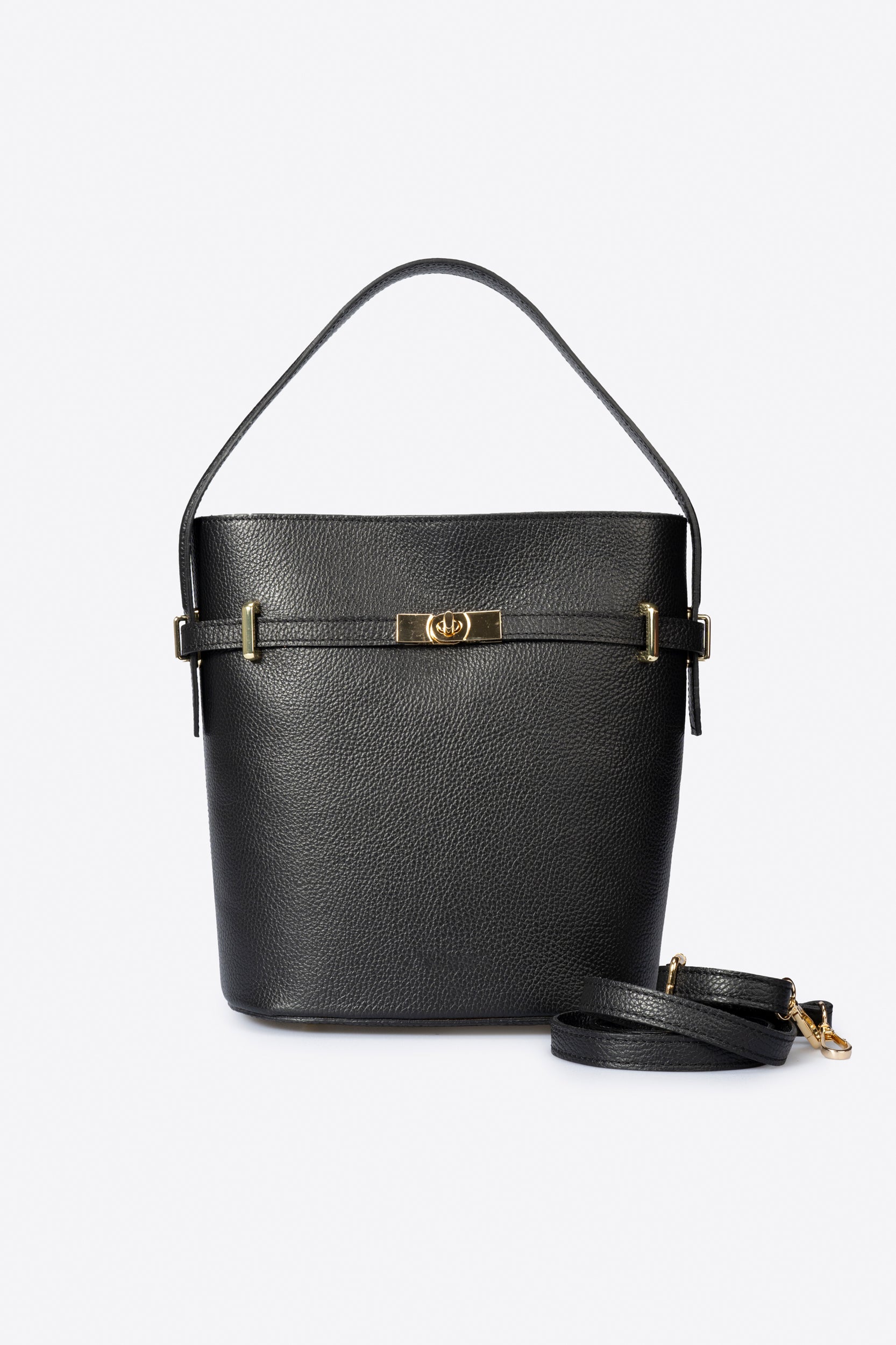 4217 Italian Leather Top Handle Bag - BLACK