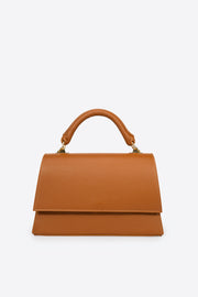 5069 Italian Leather Top Handle Bag - COGNAC