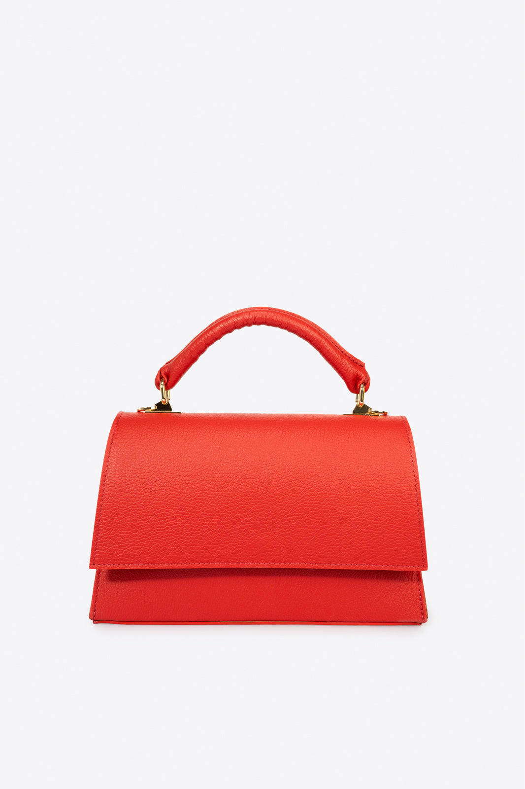 5069 Italian Leather Top Handle Bag - RED