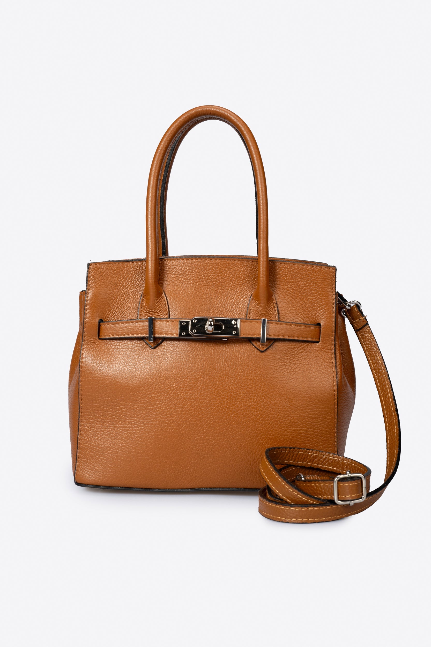 5136 Italian Leather Top Handle Bag - COGNAC