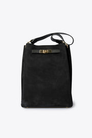 6047 Italian Leather Top Handle Bag - BLACK