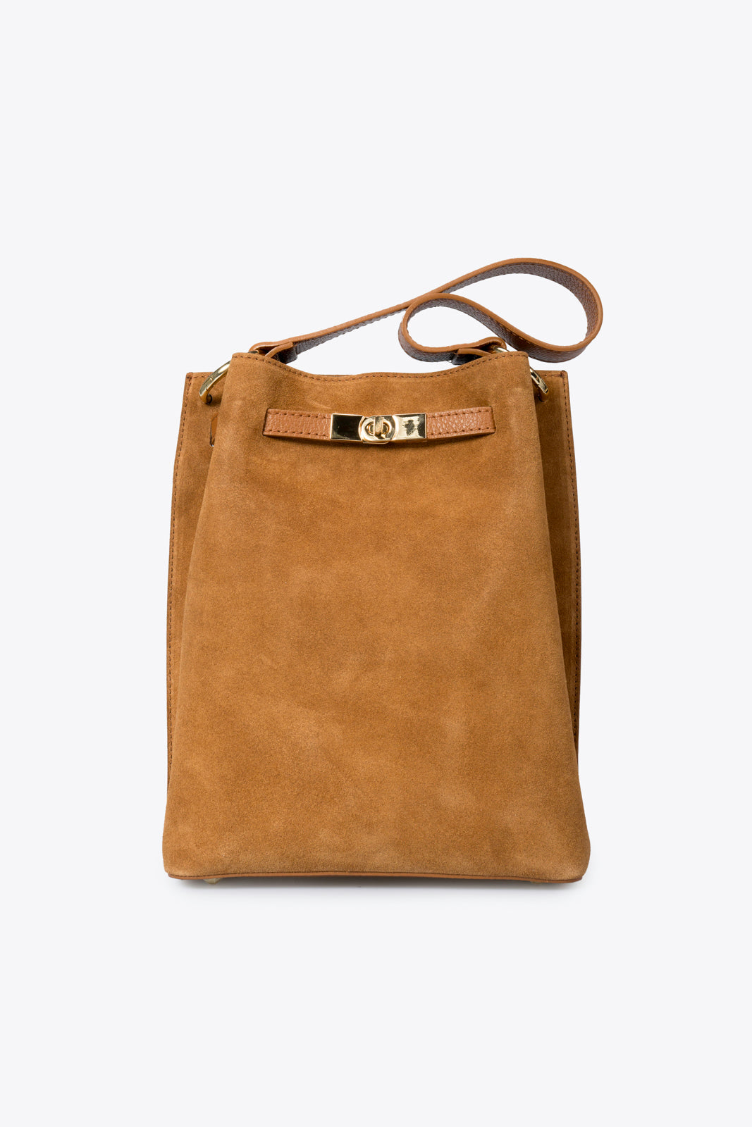 6047 Italian Leather Top Handle Bag - COGNAC
