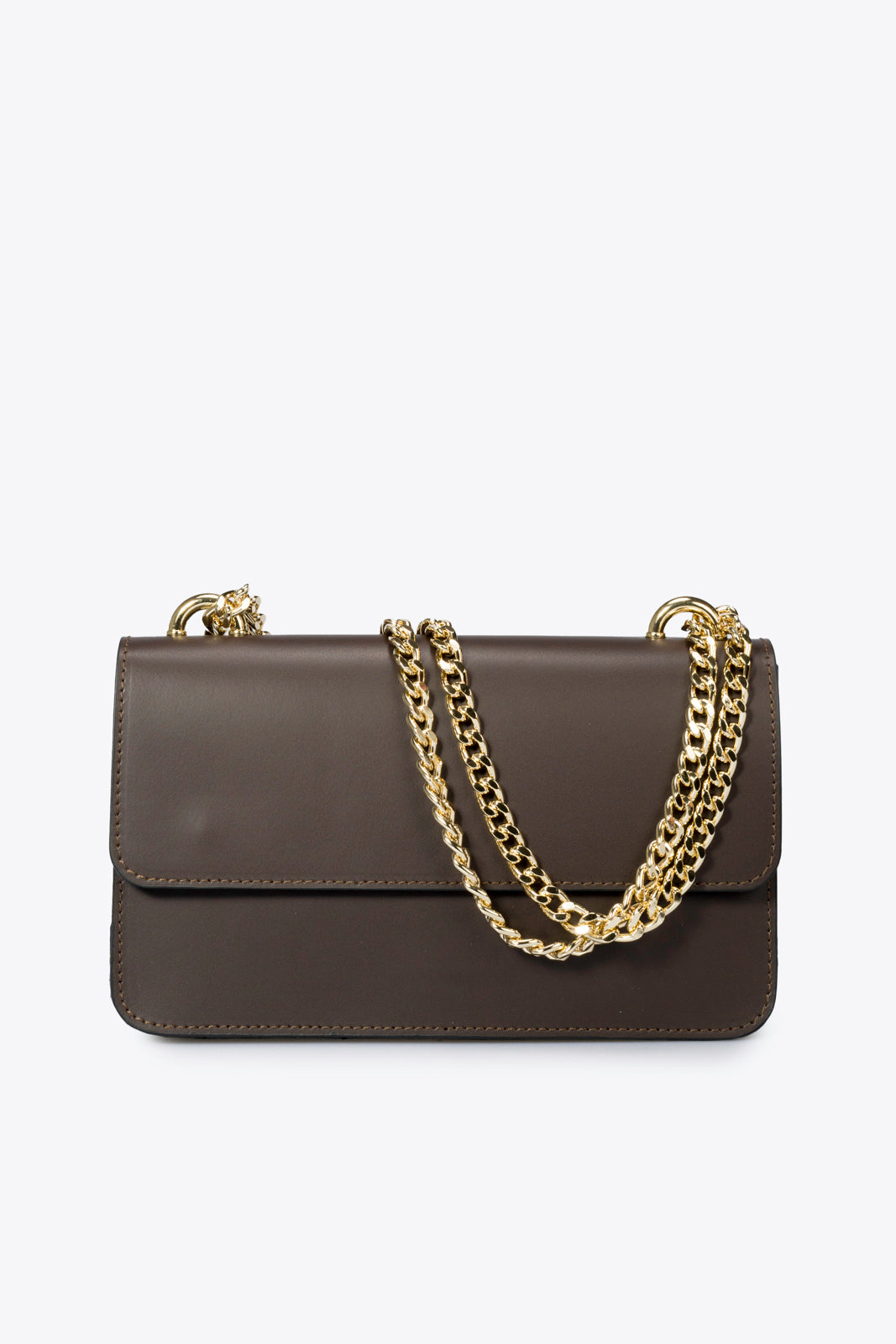 6108 Italian Leather Crossbody Bag - BROWN