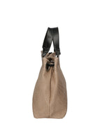 Italian Printed Suede Shopper Bag – Taupe | Borsa D’Oro