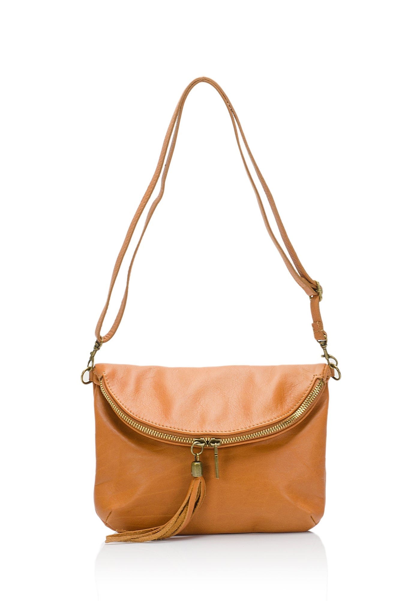 Agata Italian Leather Shoulder Bag - Cognac