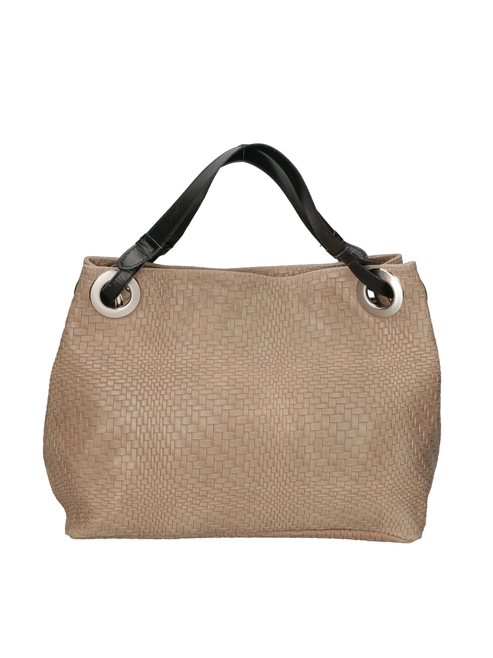 Italian Printed Suede Shopper Bag – Taupe | Borsa D’Oro