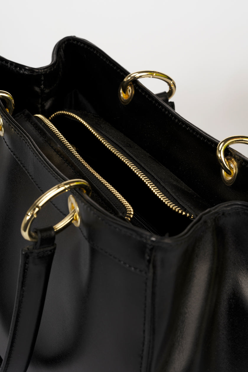 8035 Italian Leather Bag – Black