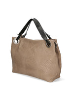 Italian Printed Suede Shopper Bag – Taupe | Borsa D’Oro