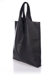 Arina Italian Leather Tote Bag - Black detail