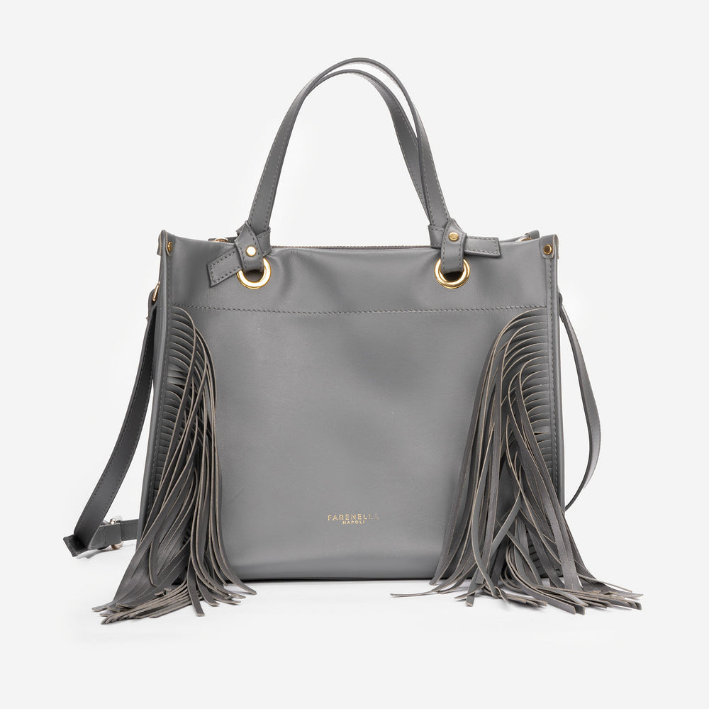 Partenope Italian Full-Grain Leather Fringe Tote Bag