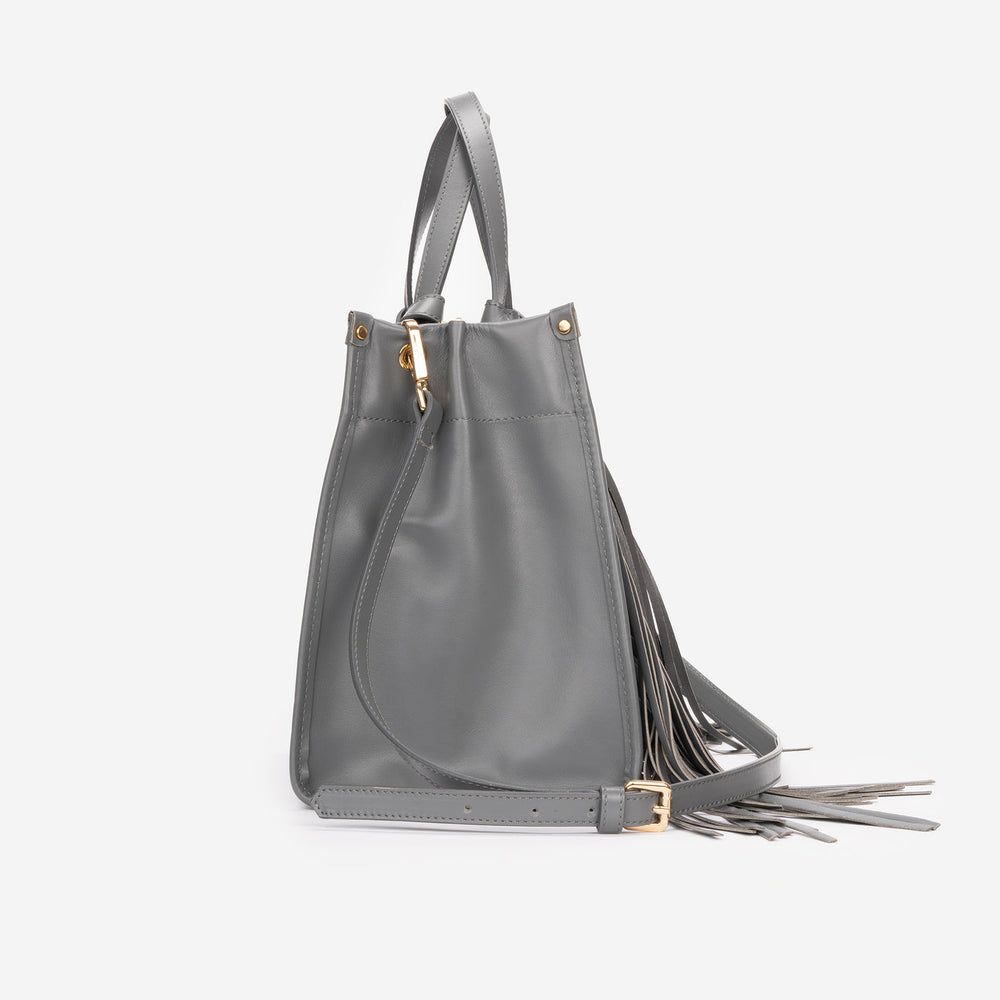 Partenope Italian Full-Grain Leather Fringe Tote Bag