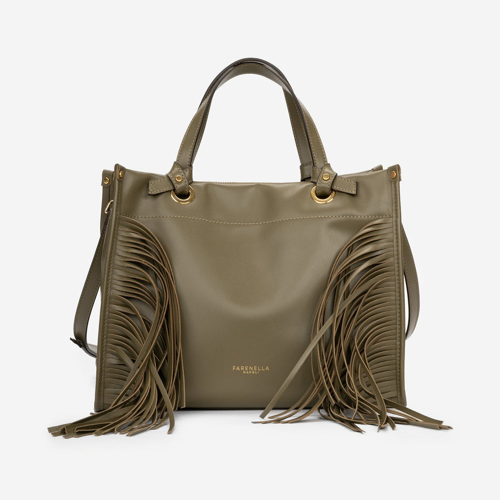 Partenope Italian Full-Grain Leather Fringe Tote Bag