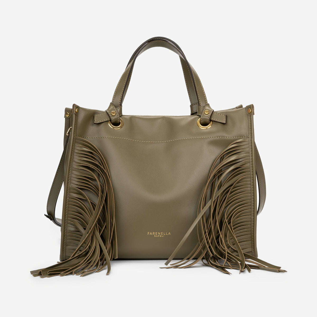 Partenope Italian Full-Grain Leather Fringe Tote Bag
