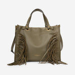Partenope Italian Full-Grain Leather Fringe Tote Bag