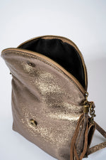 AGATHA leather crossbody bag - Gun Metal
