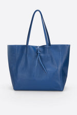 CLOTILDE Leather Tote Bag - Blue
