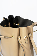 DIONE leather top handle bag - Taupe