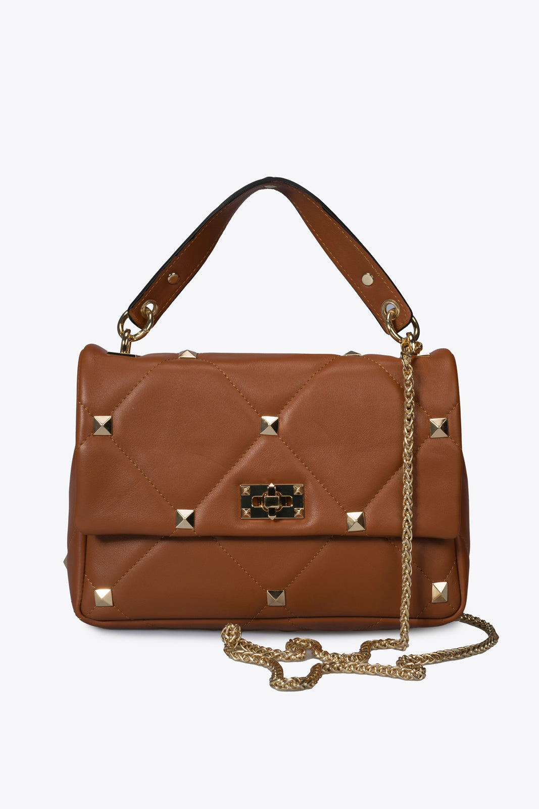 KYLIE Leather Top Handle Bag - Cuoio