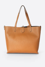 NIOBE Leather Tote Bag - Cognac