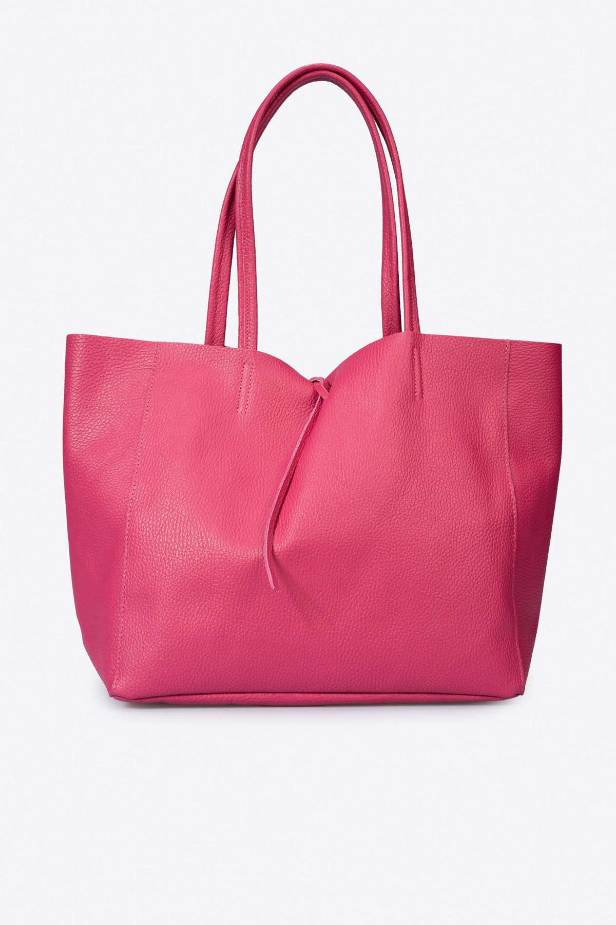 CLOTILDE Leather Tote Bag - Fuxia