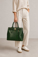 INGRID leather top handle bag - Green