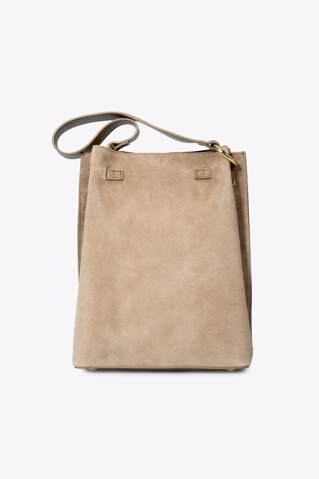 PHOEBE suede shoulder bag - Taupe