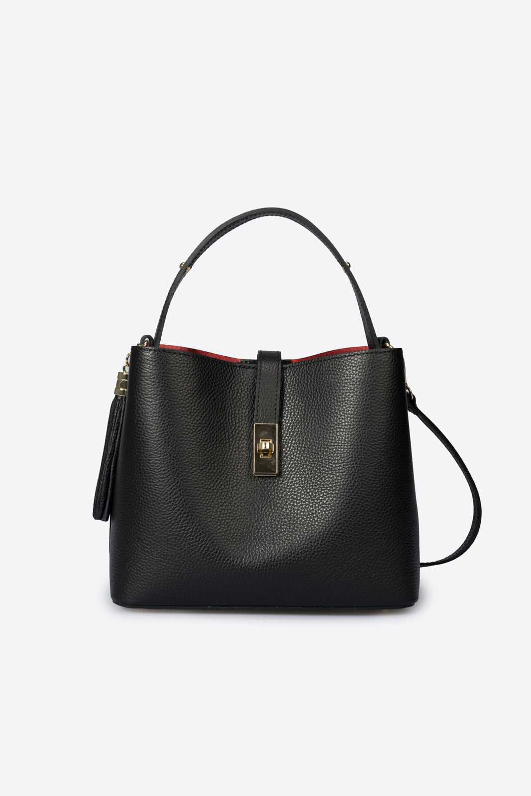 KIRA Leather Top Handle Bag - Black