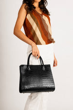 CASSANDRA leather top handle bag - Black