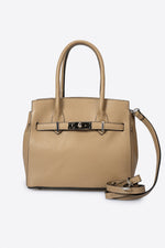 JUNE Leather Top Handle Bag - Taupe