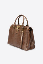 INGRID leather top handle bag - Brown