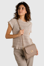 MAISIE leather crossbody bag - Taupe