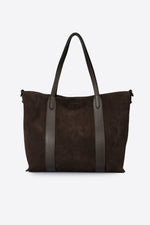 SOLENE suede tote bag - Dark Brown